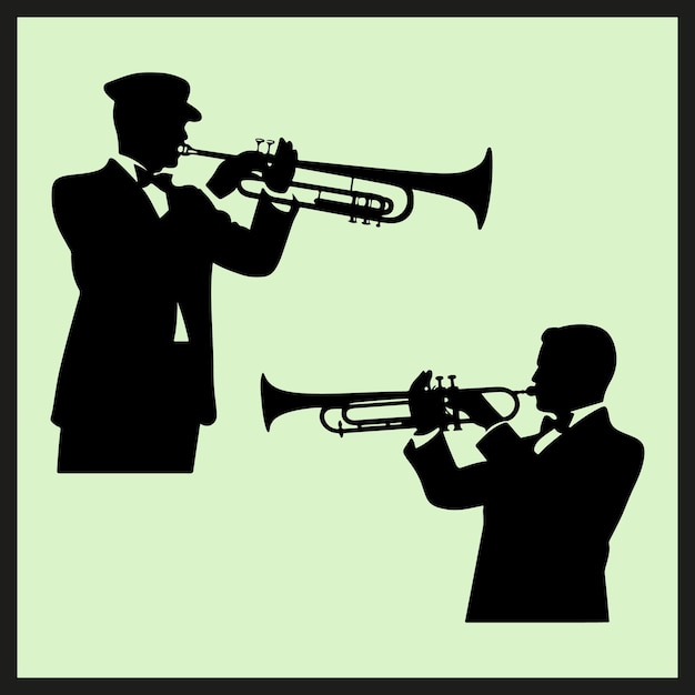 silhouette king trumpet man vector