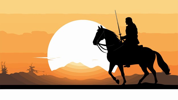 Vector silhouette of a knight on horseback