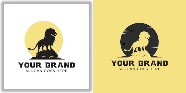 Silhouette lion wildlife logo vector side view. symbol of courage, bravery and power icon vector