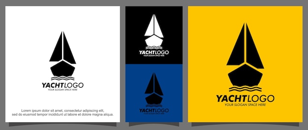 Silhouette logo yacht design template