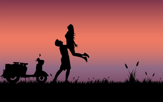 Silhouette love couple