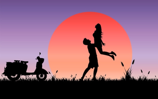 Silhouette love couple