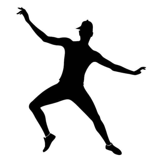 Vector a silhouette of a man dancing in the dark