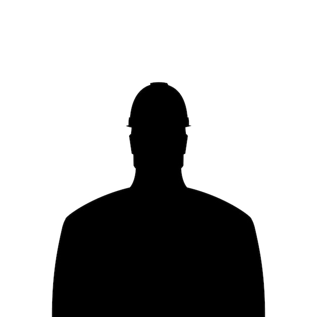 Silhouette of a man in a hard hat Black isolated image on a white background vector illustration