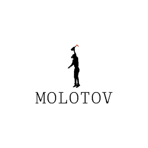 Silhouette Man Holding Molotov Cocktail Symbol Logo Design