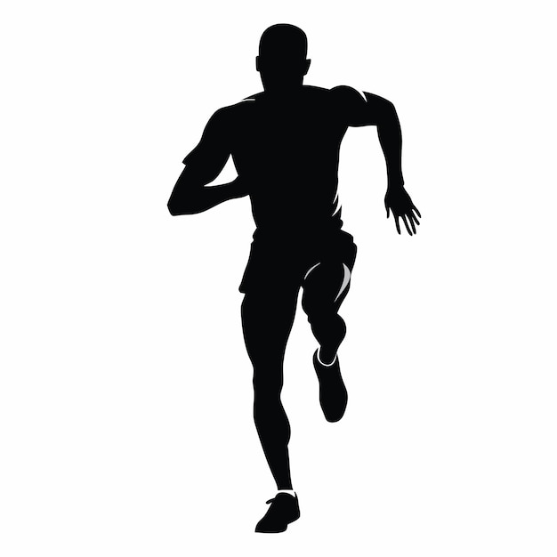 Vector a silhouette of a man running with a shadow on his face