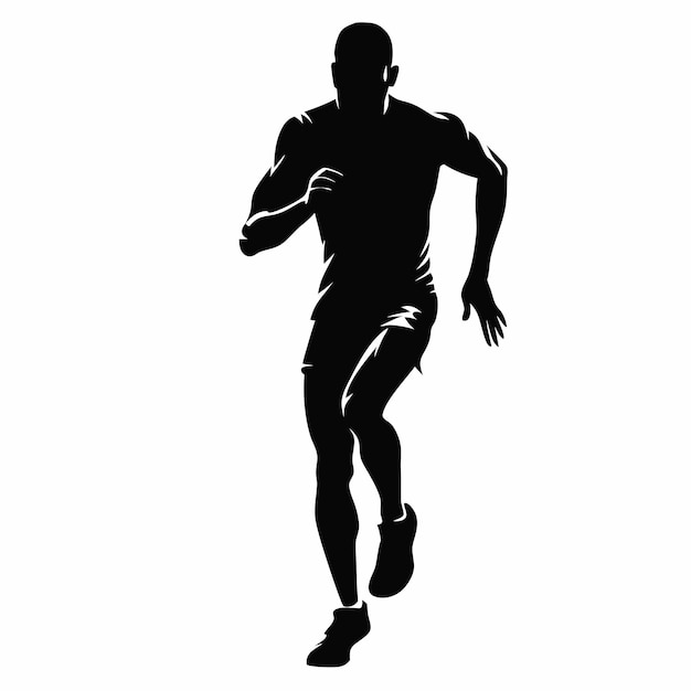 Vector a silhouette of a man running with a soccer ball