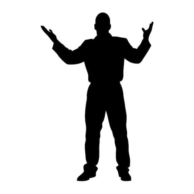 Vector a silhouette of a man with a gun pointing to his right