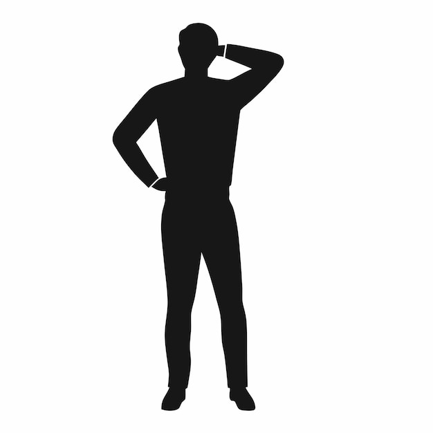 a silhouette of a man with his hand on his hip