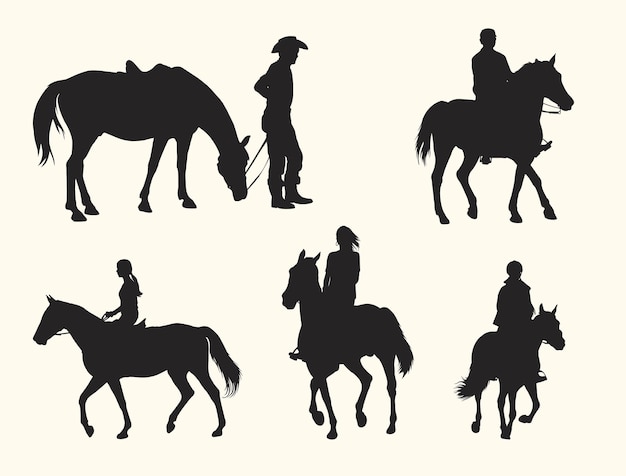 Silhouette Man with a horse. Walk on horseback.