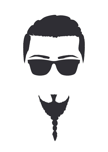 Silhouette of a man with sunglasses and sparrow beard Hand Drawn Vector Illustration