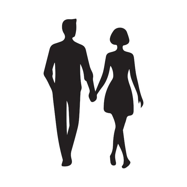 Vector a silhouette of a man and a woman holding hands and a man and woman holding hands