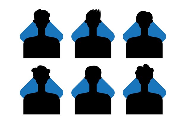 Silhouette of a man and woman with different hairstyles Vector illustration