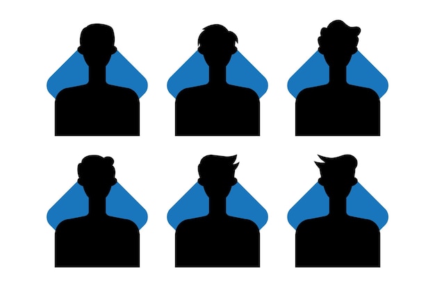 Silhouette of a man and woman with different hairstyles Vector illustration