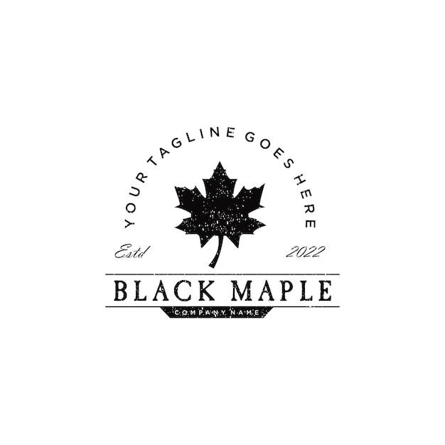 silhouette of maple leaf logo retro hipster vintage on white background