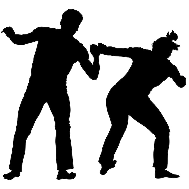 Silhouette of a Martial Arts on a white background