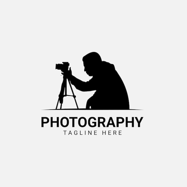 Silhouette men photographer who is looking at the camera vector illustration