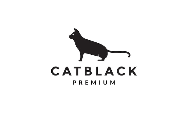 Silhouette modern black cat shape logo vector icon illustration design