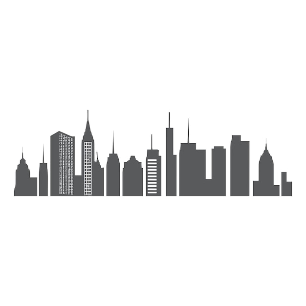 Vector silhouette of a modern city skyline with skyscrapers