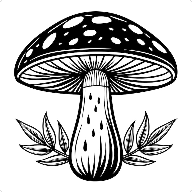 Silhouette of Mushroom Vector Illustration Perfect for NatureThemed Designs and Digital Art