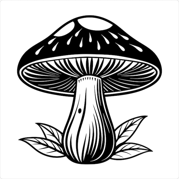 Silhouette of Mushroom Vector Illustration Perfect for NatureThemed Designs and Digital Art