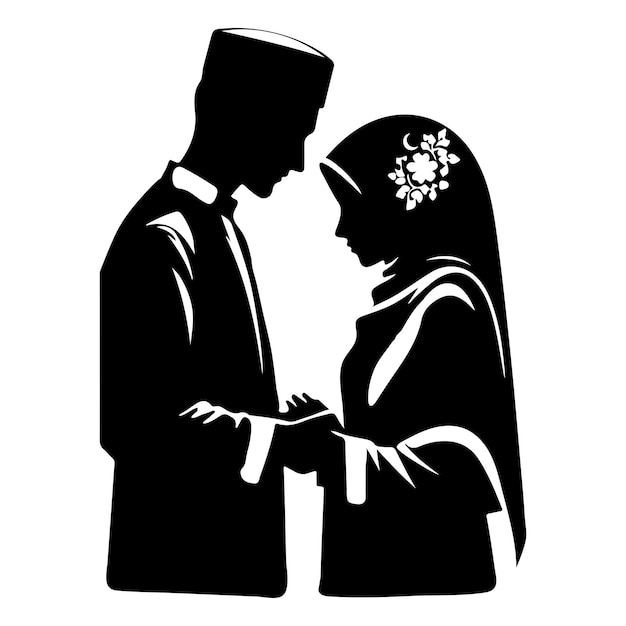 silhouette of muslim couple in vector design