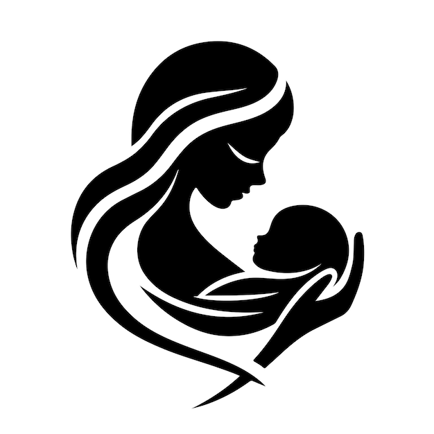 Silhouette of newborn mother logo concept vector