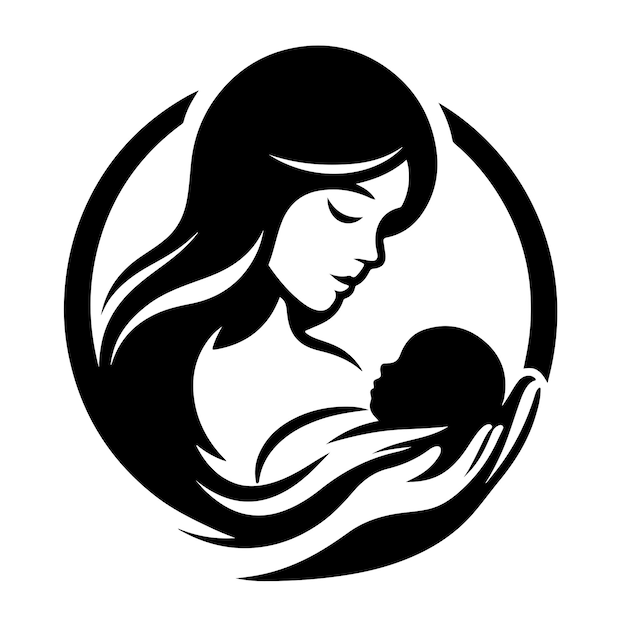 Silhouette of newborn mother logo concept vector