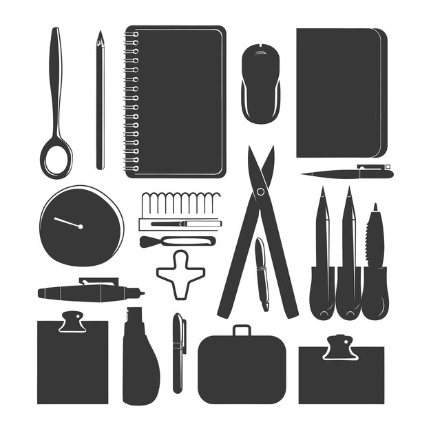 Silhouette office supplies black color only