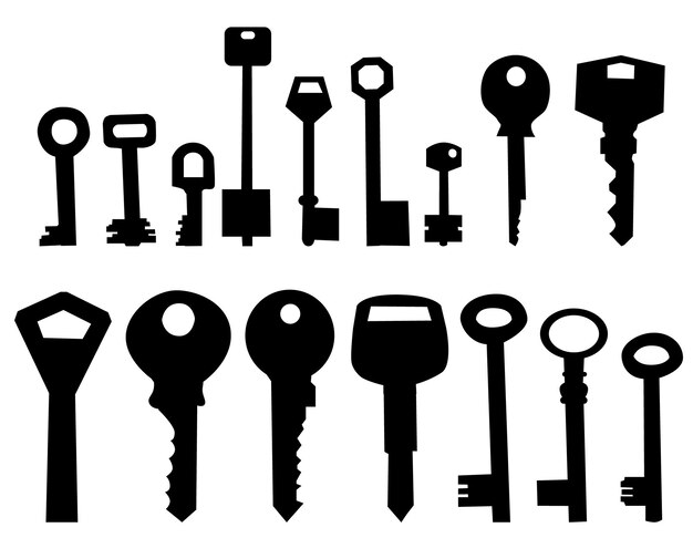 Silhouette old key collection