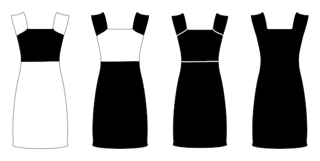 Silhouette outline women's dress Clothing model Isolated vector