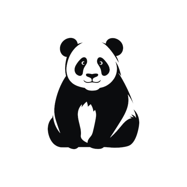 A silhouette panda black and white logo vector art clip