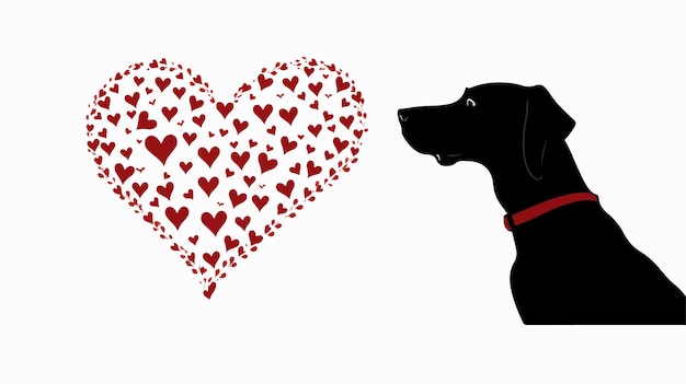 Vector silhouette of a parsons terrier or similar dog heart shape