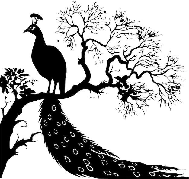 Silhouette Peacock Animal Vector Image