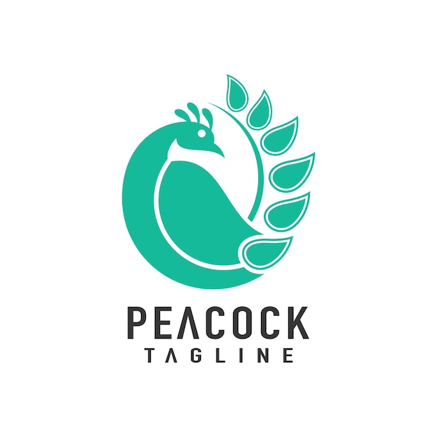 Silhouette peacock logo design vector