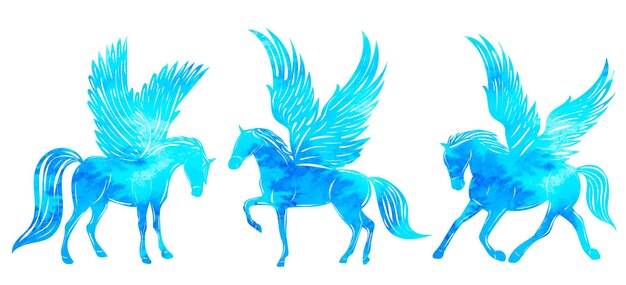 Silhouette pegasus watercolor isolated vector