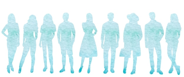 Silhouette people watercolor on white background isolated vector