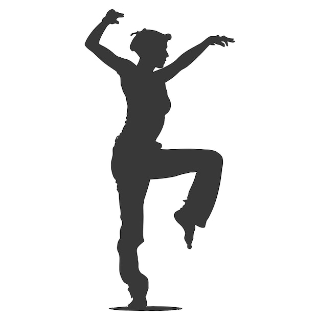 Silhouette person dancing in action black color only