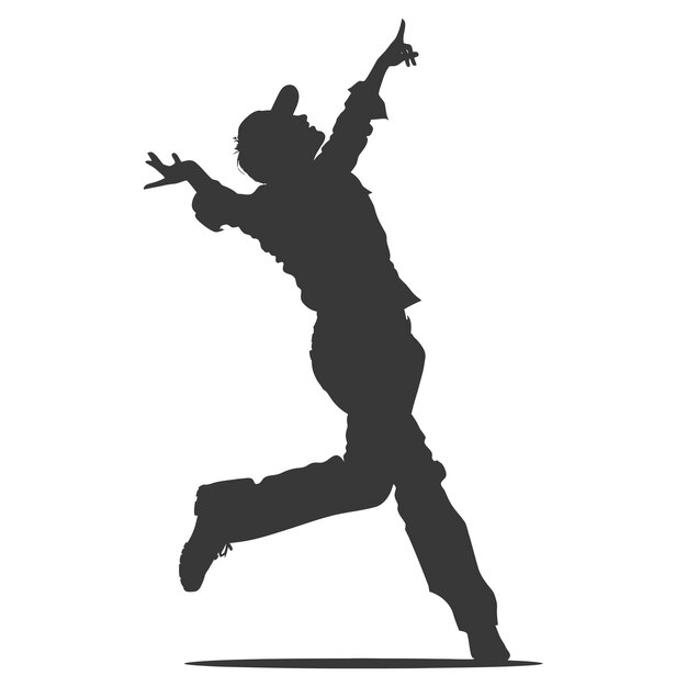 Silhouette person dancing in action black color only