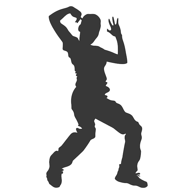 Silhouette person dancing in action black color only