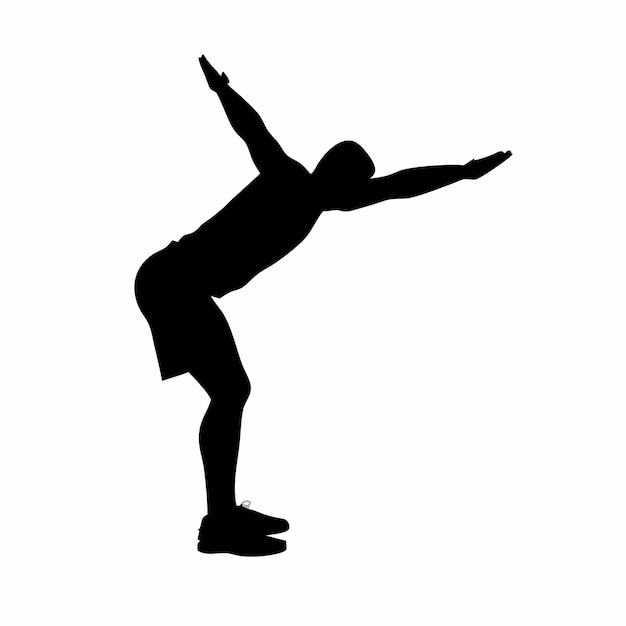 a silhouette of a person doing a handstand with a white background