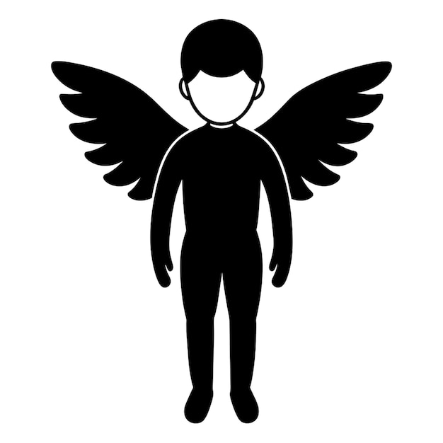 Vector a silhouette of a person with wings that say  angel