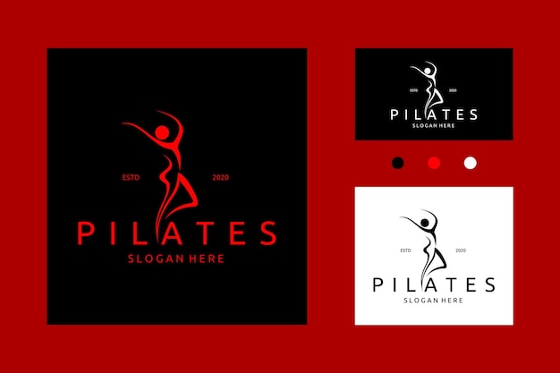 Silhouette Pilates Woman Icon Logo Vector Design Inspiration