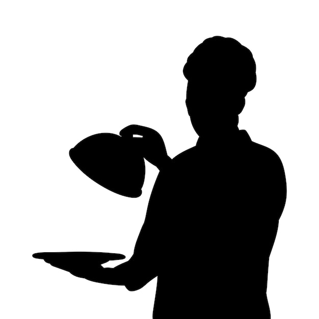 silhouette portrait of a cook on a white background vector