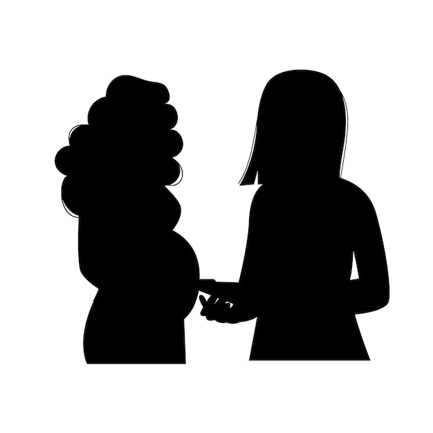 Silhouette of pregnant woman and doctor Vector illustration