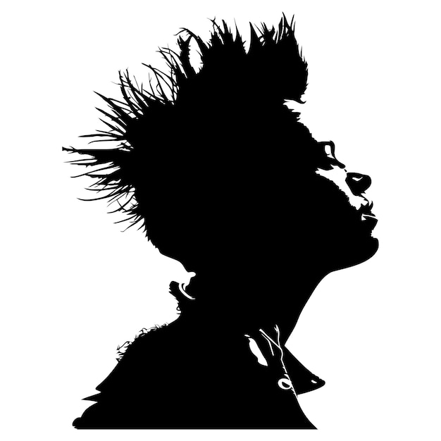 Silhouette punk lady woman skin head black color only