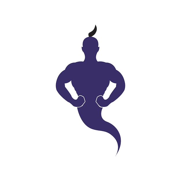 Silhouette of a purple ghost with a black tail and a black hair on the top