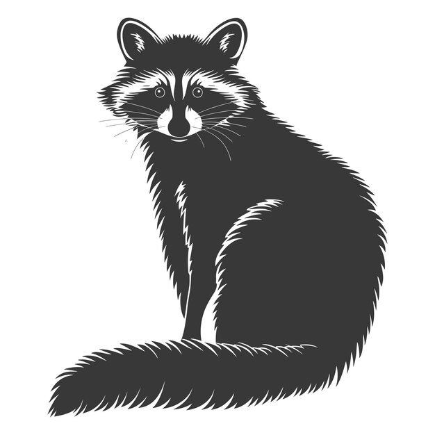 Silhouette Raccoon Animal black color only full body