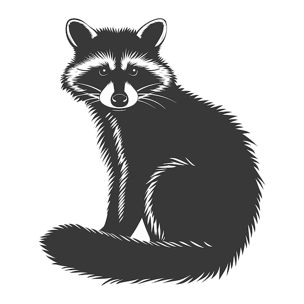 Silhouette Raccoon Animal black color only full body