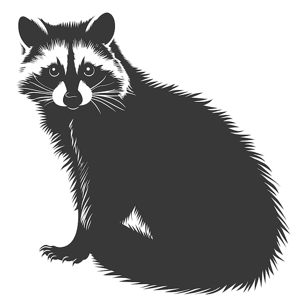 Silhouette Raccoon Animal black color only full body